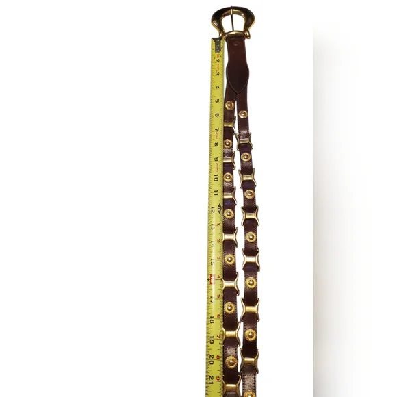 Streets Ahead Brown Leather Belt with Gold Buckle. - Picture 8 of 16